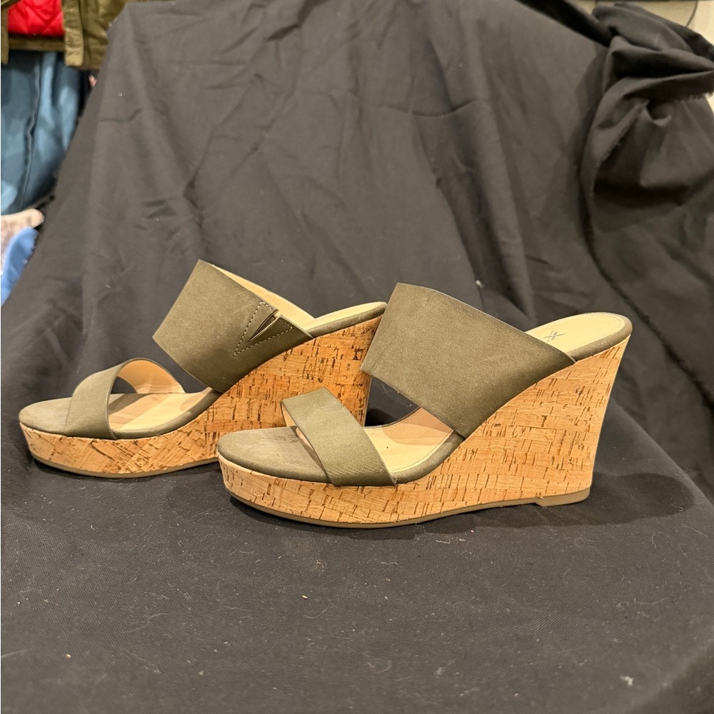 Xappeal Olive Cork Wedge Sandals